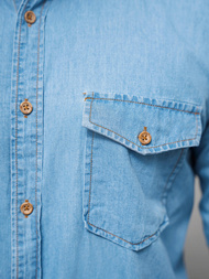 Herren Jeanshemd Blau OZONEE O/225145