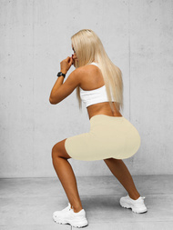 Damen Kurze Leggings Ecru O/K5-J