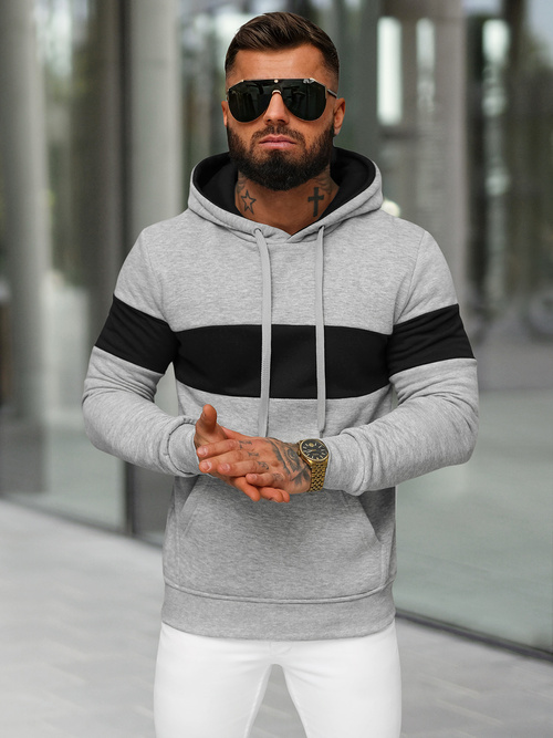 Herren Kapuzenpullover Grau OZONEE JS/8B1316/2