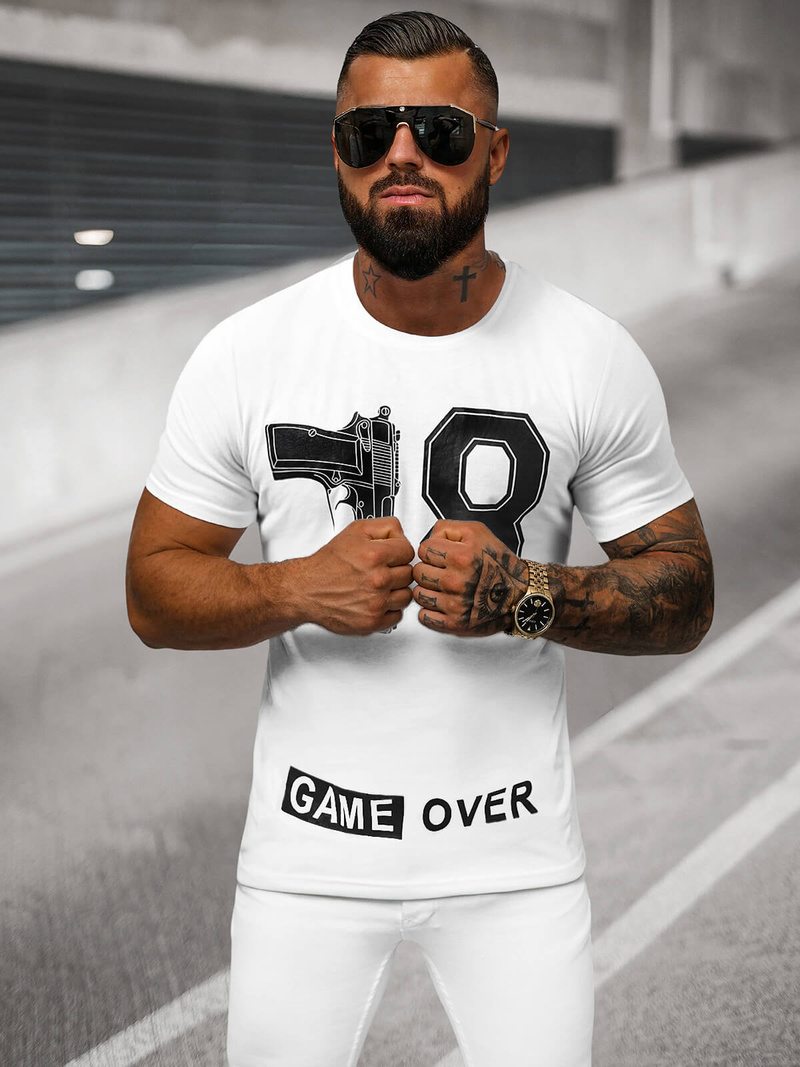 Herren T-shirt Weiß OZONEE O/T123/1Z