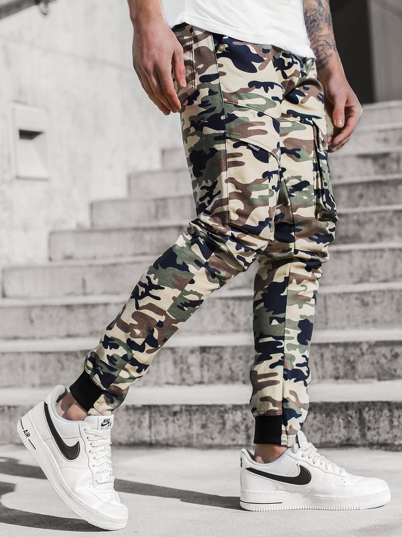 Herren Jogger Hosen Beige-Camo OZONEE A/1003
