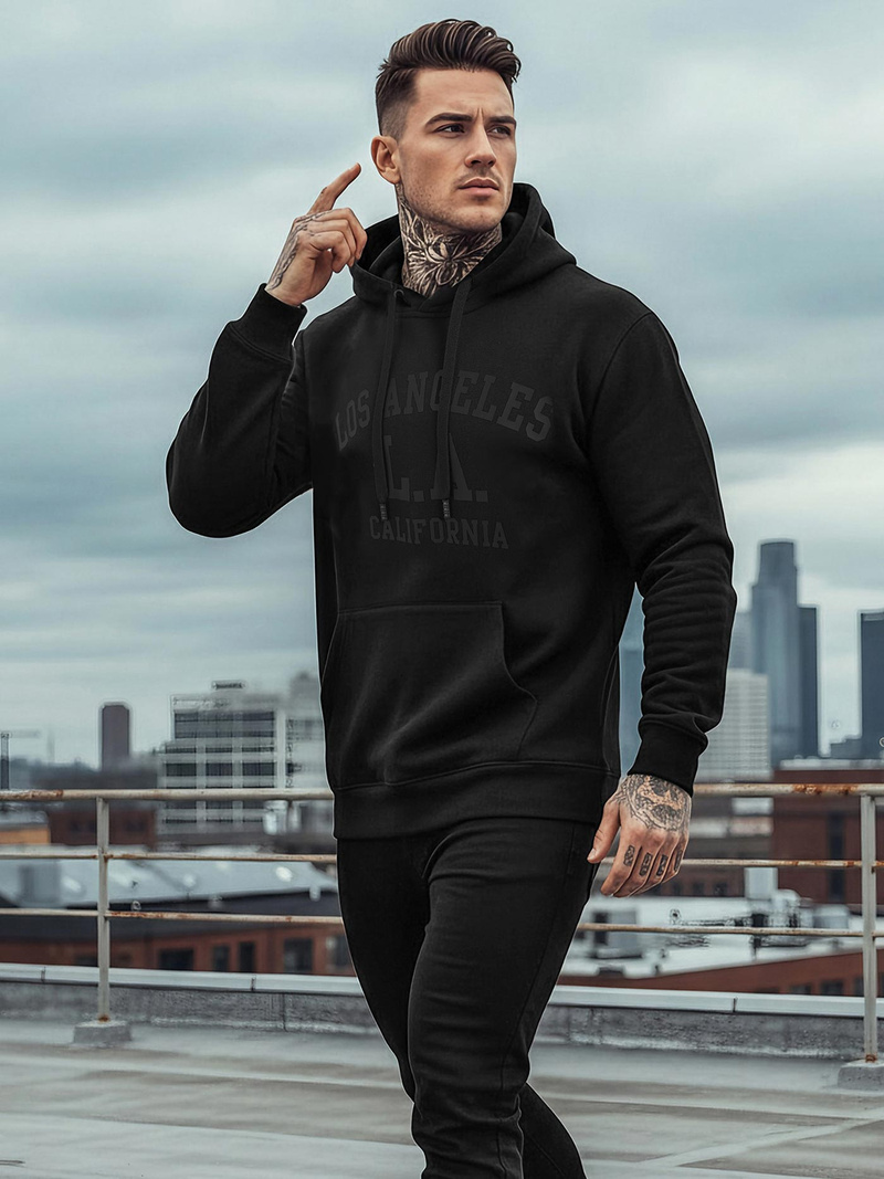 Herren Kapuzenpullover Schwarz OZONEE JS/8B1972/3