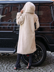 Damen Pelz Winterjacke Beige OZONEE JS/11Z8250