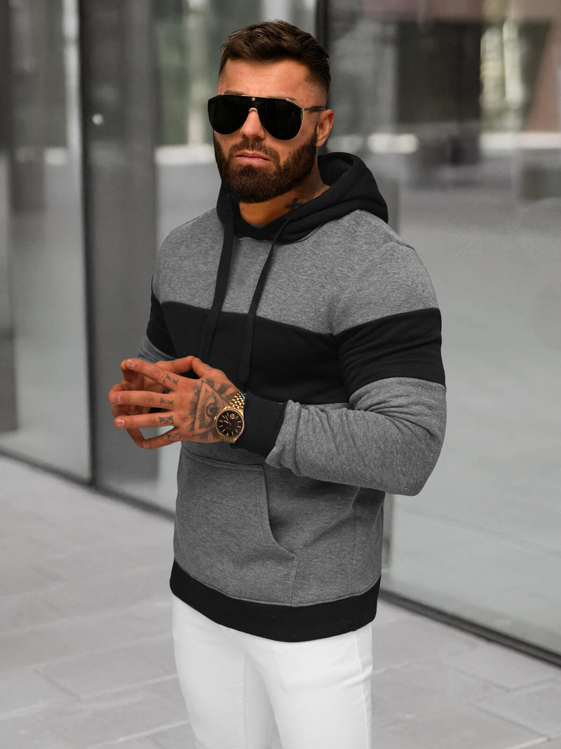 Herren Kapuzenpullover Anthrazit OZONEE JS/8B1313/5