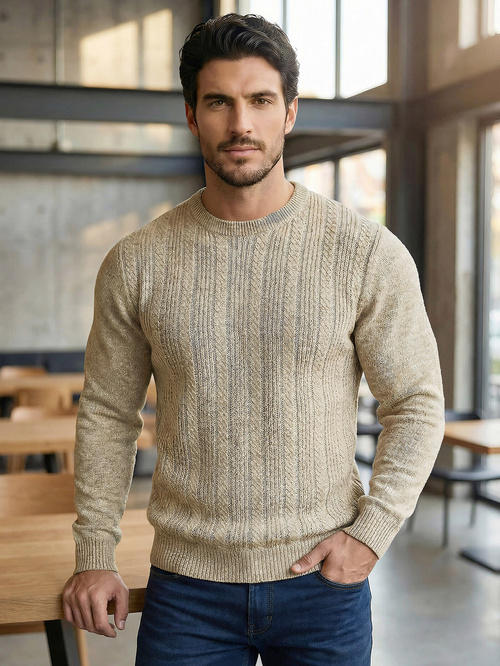 Herren Pullover Beige OZONEE JS/59B3608/155
