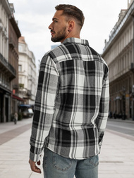 Herren Hemd Schwarz-Weiß OZONEE NB/MC728N/3