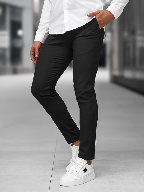 Herren Chino Hose Schwarz OZONEE DJ/5526Z