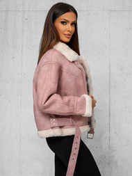Damen Lederjacke Puderrosa OZONEE O/81331Z