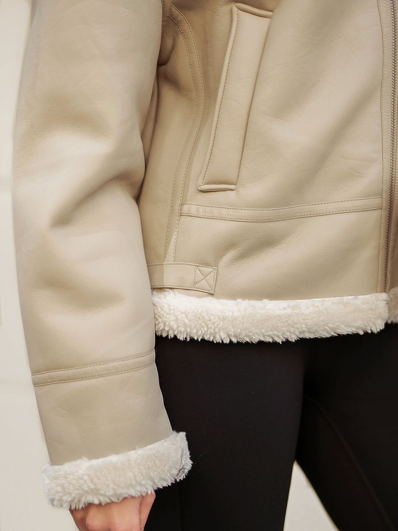 Damen Lederjacke Beige OZONEE JS/11Z8178