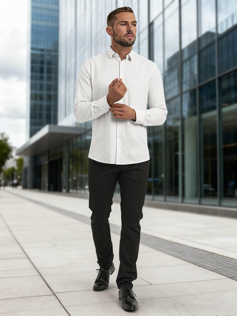 Herren Hemd Weiß OZONEE V/V185