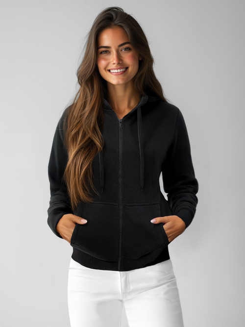 Damen Kapuzenpullover Schwarz OZONEE JS/W03Z