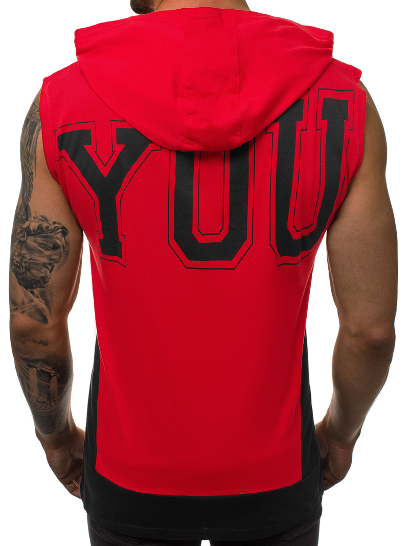 Herren Tank Top mit Kapuze Rot OZONEE B/60042Z