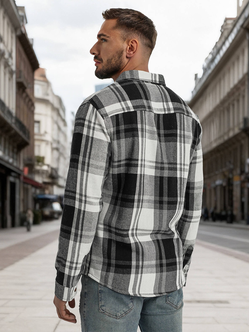 Herren Hemd Schwarz-Weiß OZONEE NB/MC728N/3