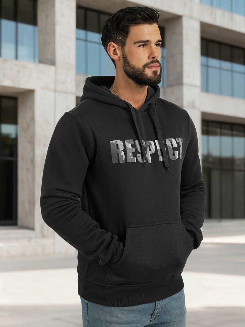 Herren Kapuzenpullover Schwarz OZONEE JS/8B1759/3