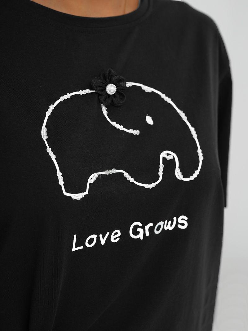 Damen T-shirt Schwarz OZONEE JS/RJ77247