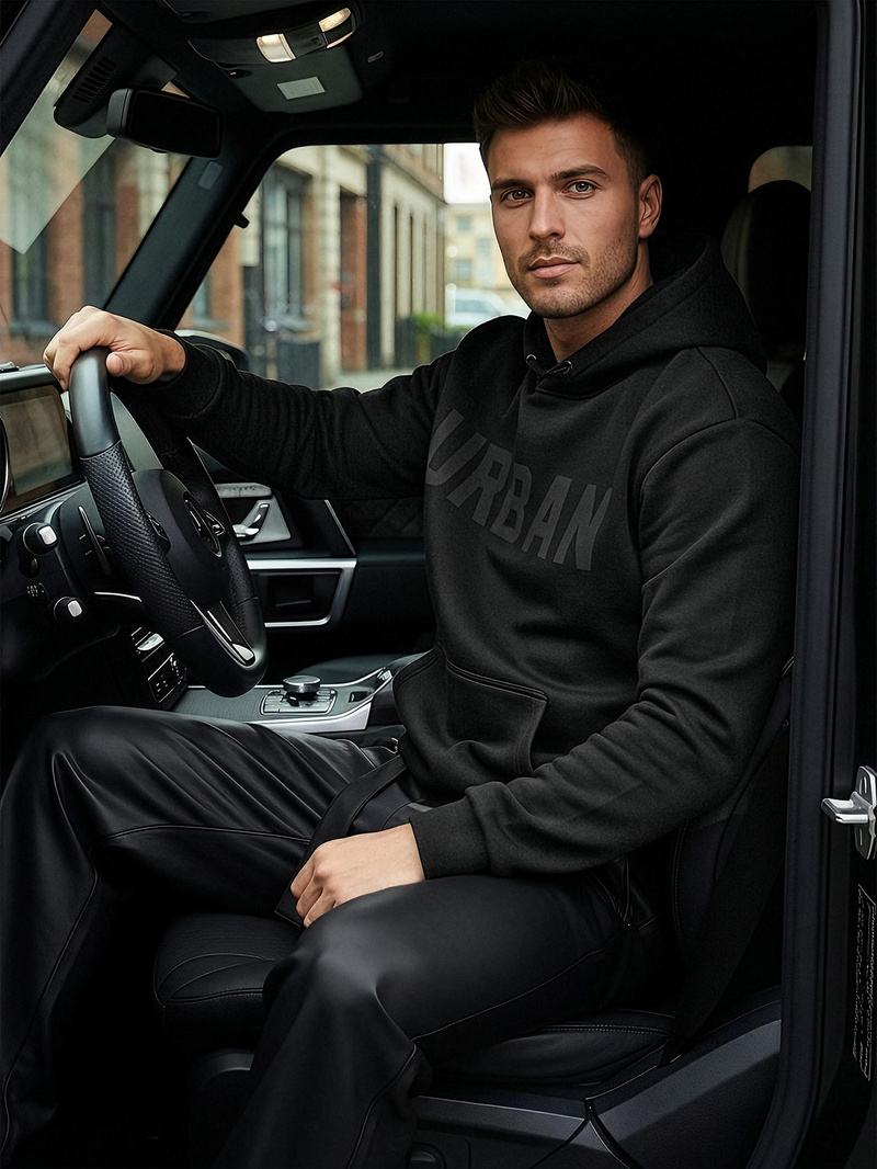 Herren Kapuzenpullover Schwarz OZONEE JS/8B1990/3