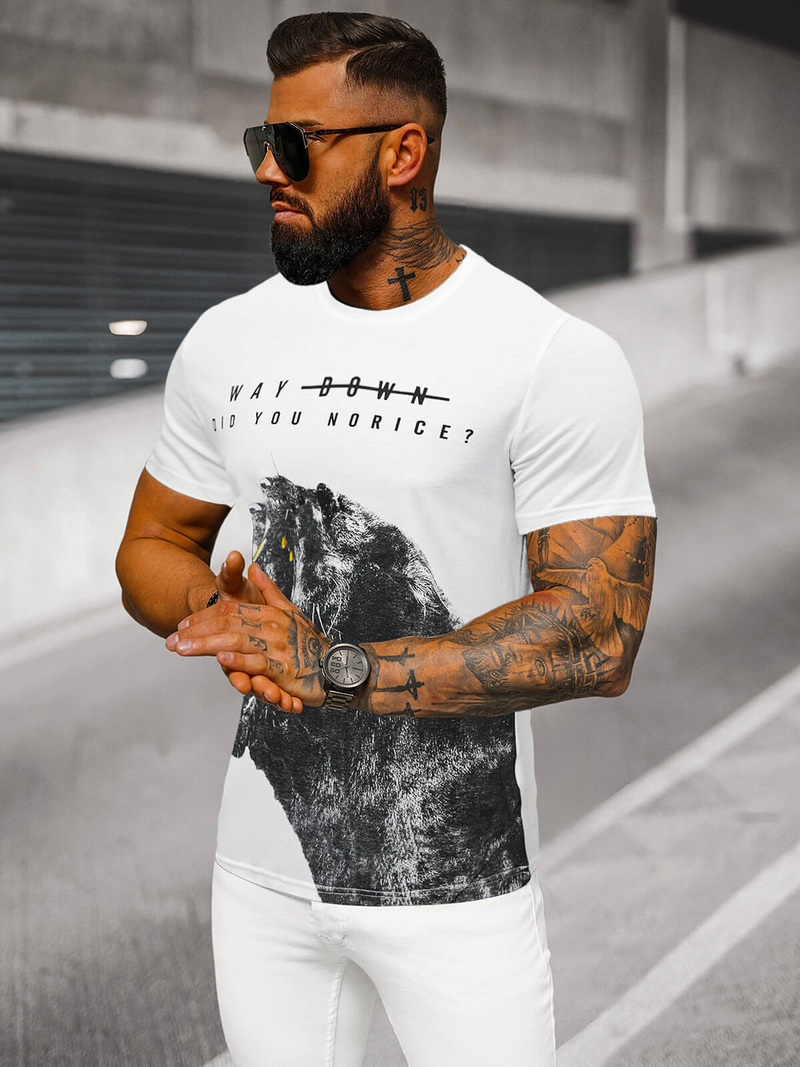 Herren T-shirt Weiß OZONEE O/T127/1Z