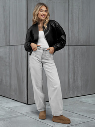 Damen Lederjacke Schwarz OZONEE JS/11Z8281Z