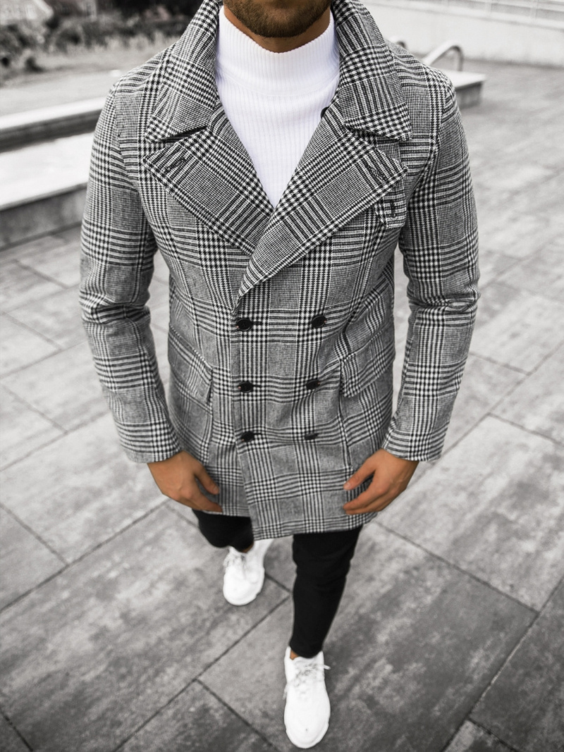 Herren Mantel Schwarz-Weiß OZONEE JS/JP1192
