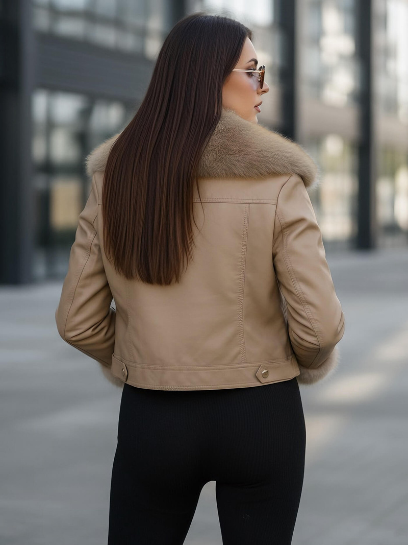 Damen Lederjacke Beige OZONEE JS/61M8513/84Z