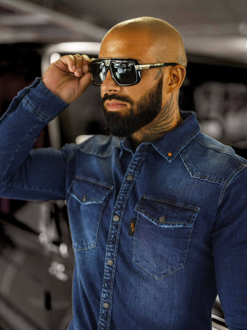 Herren Jeanshemd Blau OZONEE O/51410