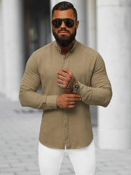 Herren Hemd Dunkelbeige OZONEE O/V112