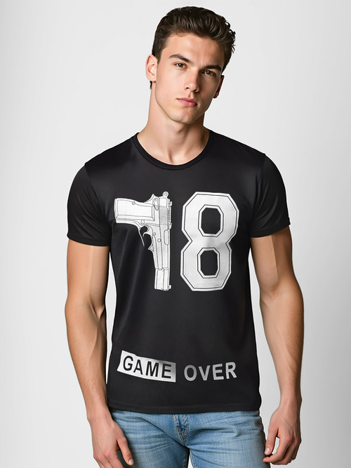 Herren T-shirt Schwarz OZONEE O/T123/3Z