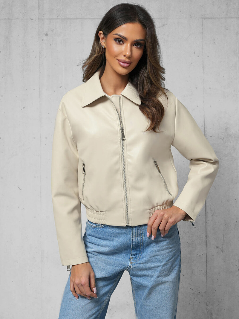 Damen Lederjacke Beige OZONEE O/G116