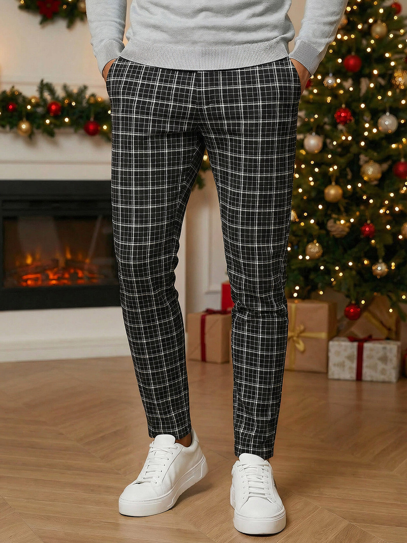 Herren Chino Hose Schwarz OZONEE DJ/5515Z