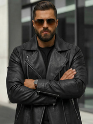 Herren Lederjacke Schwarz OZONEE JS/11Z8067Z