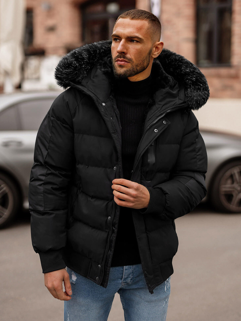 Herren Winterjacke Schwarz OZONEE O/M798Z