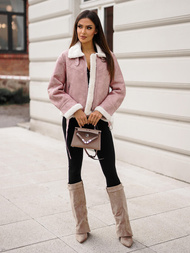 Damen Lederjacke Puderrosa OZONEE O/81331