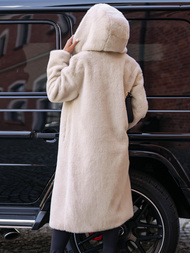 Damen Pelz Winterjacke Beige OZONEE JS/11Z8250