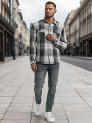 Herren Hemd Schwarz-Weiß OZONEE NB/MC728N/4