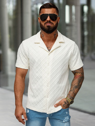 Herren Kurzarmhemd Ecru OZONEE O/B2257