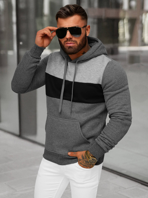 Herren Kapuzenpullover Anthrazit OZONEE JS/8B1312/5