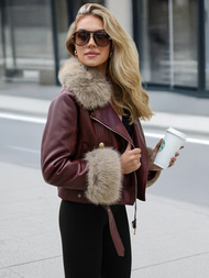 Damen Lederjacke Weinrot OZONEE JS/61M8512/6