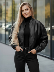 Damen Lederjacke Schwarz OZONEE JS/11Z8281