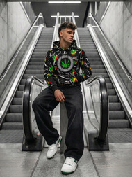 Herren Kapuzenpullover Schwarz OZONEE O/B269Z