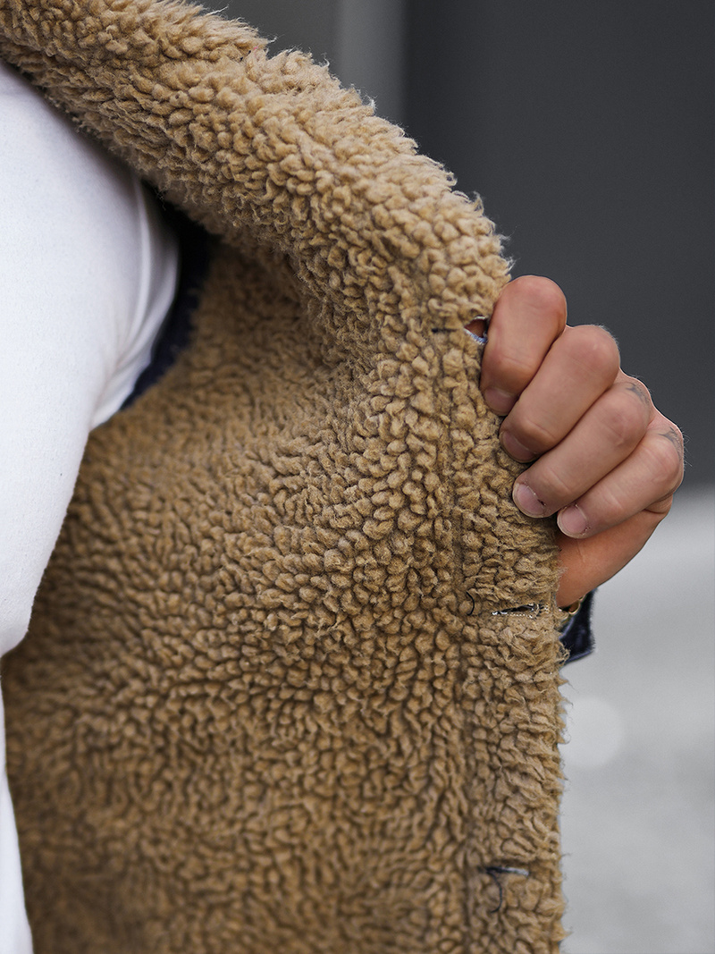 Herren Jeansjacke Sherpa Dunkelblau OZONEE NB/MJ520BSZ