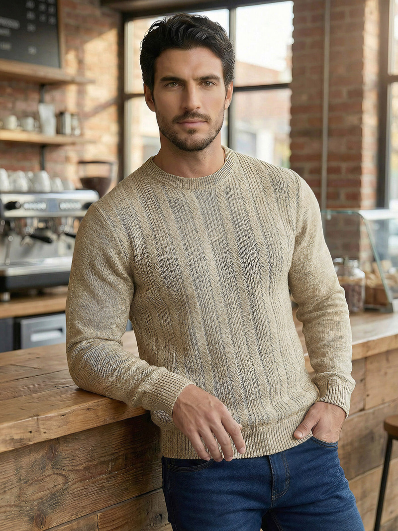 Herren Pullover Beige OZONEE JS/59B3608/155