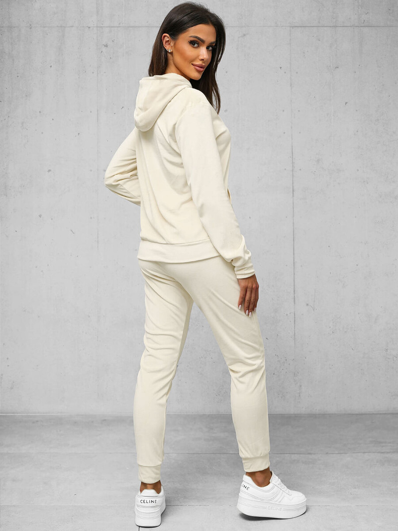 Damen Velours Sportanzug Ecru OZONEE JS/8C1176/155Z