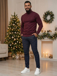 Herren Chino Hose Dunkelblau OZONEE DJ/5632Z