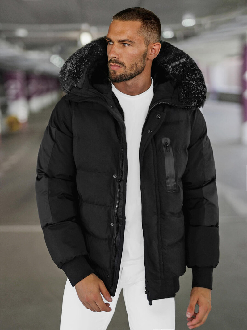 Herren Winterjacke Schwarz OZONEE O/M798Z