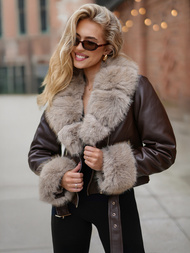 Damen Lederjacke Schokolade OZONEE JS/61M8511/158