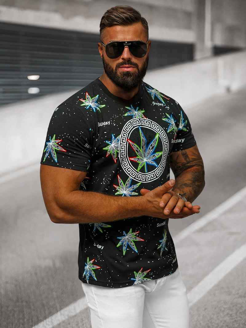 Herren T-shirt Schwarz OZONEE O/T136/3