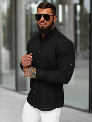 Herren Hemd Schwarz OZONEE O/V144