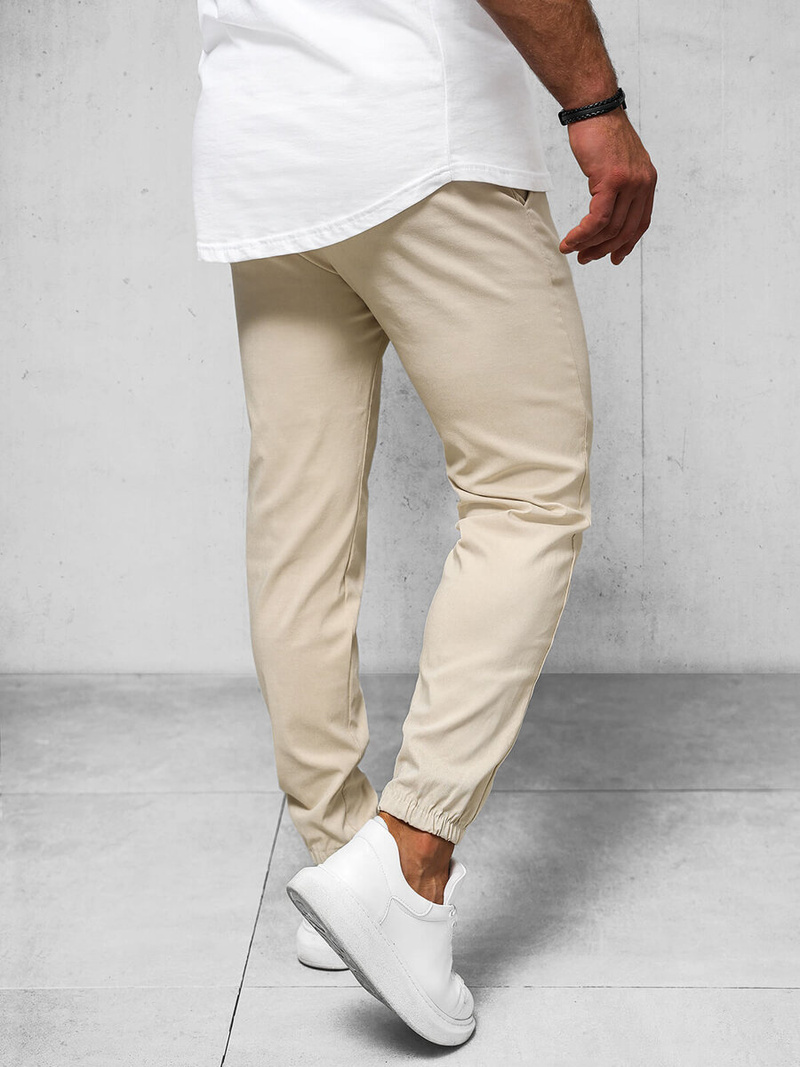 Herren Chino Jogger Hose Beige OZONEE O/1405SP