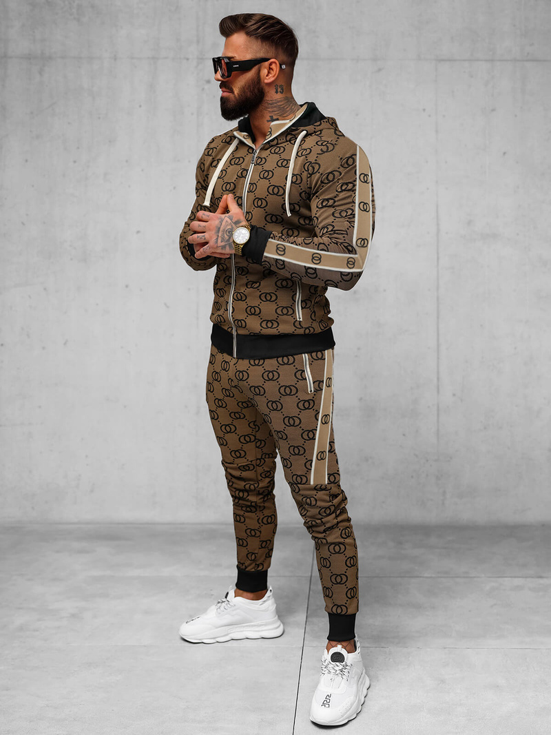 Herren Sportanzug Dunkelbeige OZONEE O/FF3805AB