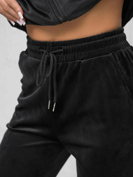 Damen Velours Sportanzug Schwarz OZONEE JS/35C1610/3